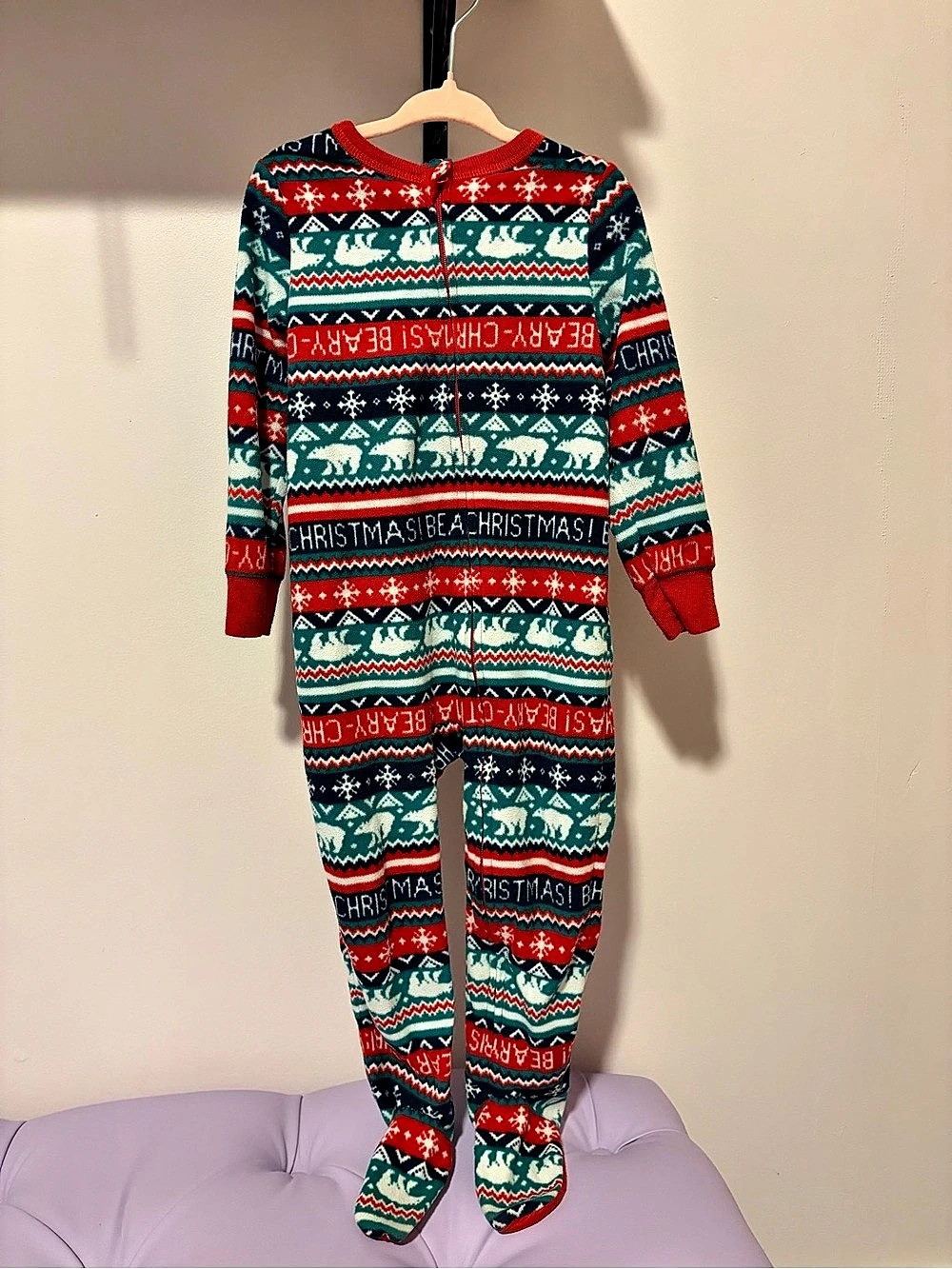 Old Navy Christmas Fleece Footie Size 3T Like New